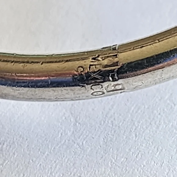 Sterling Silver Hinged bracelet Signed Mexico green Jade jewelry Fine Invest - Picture 5 of 8